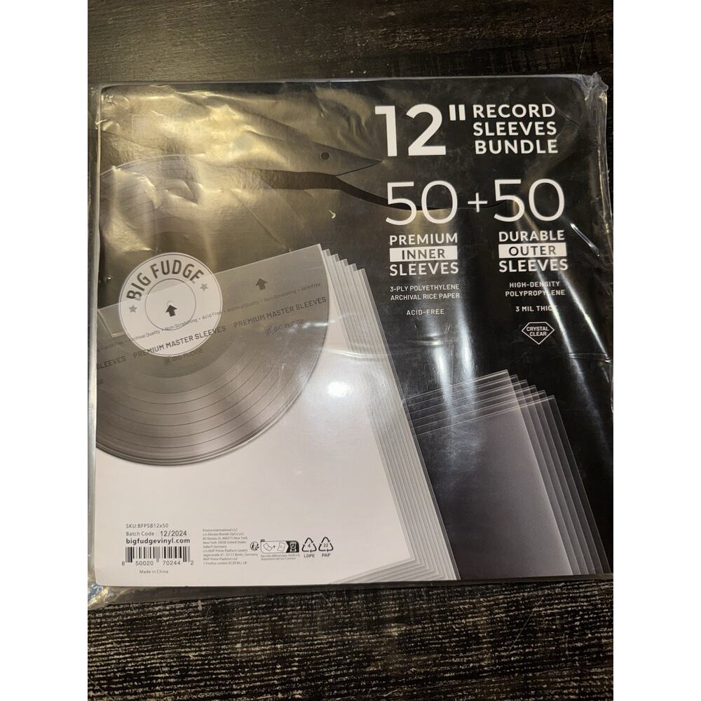 Vinyl Record Sleeves 50x 12" plastic Outer Sleeves & 50x 12" inner paper sleeve